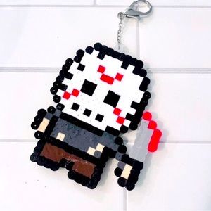 SOLD Jason Vorhees Perler bead art keychain